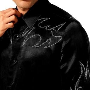 Philipp Plein Men's Black Embellished Texas Shirt Size 3XL